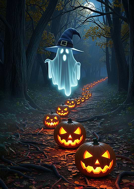 Halloween Ghost and Pumpkin Path