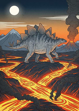 Stegosaurus Volcanic Landscape