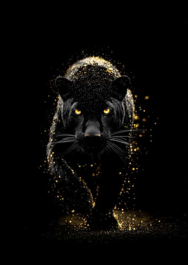 Black Panther with Golden Sparkles