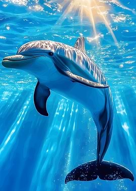 Dolphin in Blue Ocean