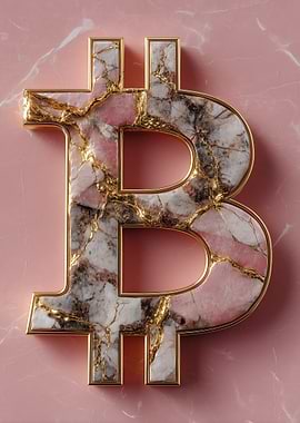 Marble and Gold Bitcoin Symbol