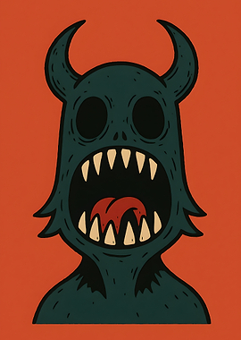 Cartoon Monster with Open Mouth