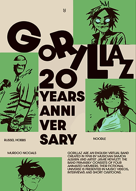 Gorillaz 20 Years Anniversary Poster