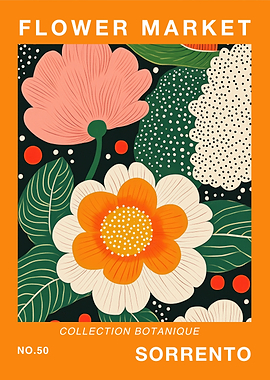 Flower Market Sorrento Botanical Travel Art Print