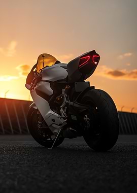 Motorcycle at Sunset