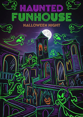 Haunted Funhouse Halloween Night Poster Halloween2025