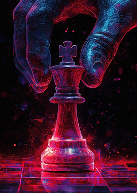 Cyberpunk Chess King Piece