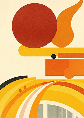 Abstract Geometric Composition in Warm Tones