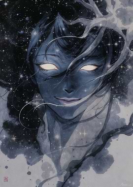 Celestial Being Portrait with Glowing Eyes