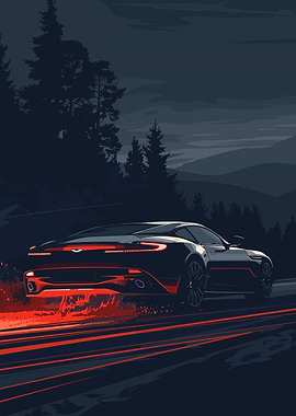 Aston Martin on a Night Drive
