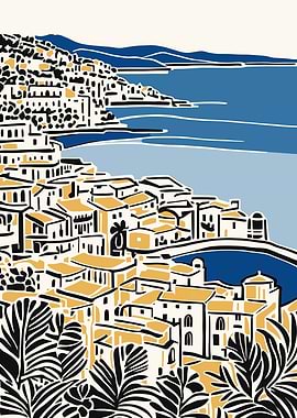 Coastal Town Illustration