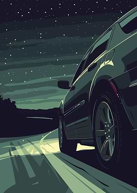 Car on Road at Night