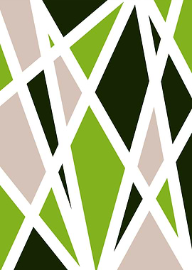 Abstract Geometric Pattern with Green and Beige