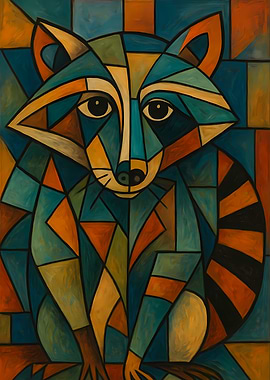 Geometric Raccoon Painting