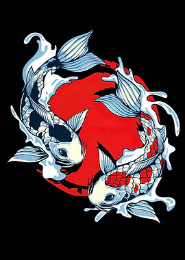 Koi Fish Yin Yang Illustration