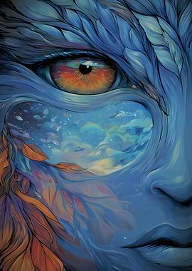 Surreal Eye with Sky Reflection