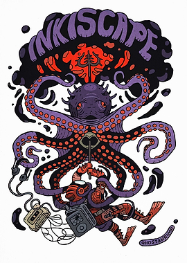 Inkiscapes: Diver and Octopus Illustration