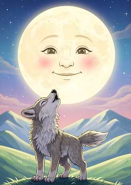 Wolf Howling Moon