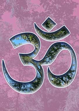 Om Symbol with Nature Imagery