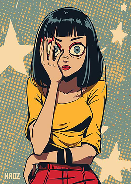 Worried Annoyed Woman in Pop Art Style