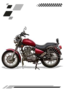 Red Motorcycle on White Background