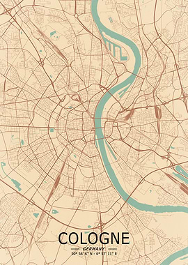 Cologne Vintage Map