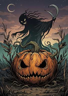 Halloween Pumpkin and Grim Reaper Halloween2025