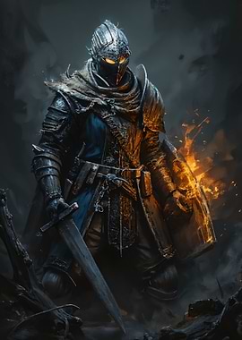 Armored Knight with Sword and Shield