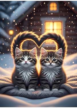 Two Kittens in Winter Wonderland