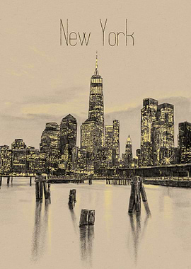 New York City Skyline Drawing