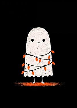 Sad Ghost with Christmas Lights