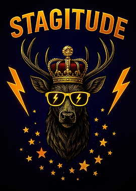 Stagitude: Cool Deer with Crown and Glasses