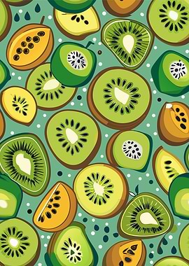Kiwi and Papaya Fruit Pattern