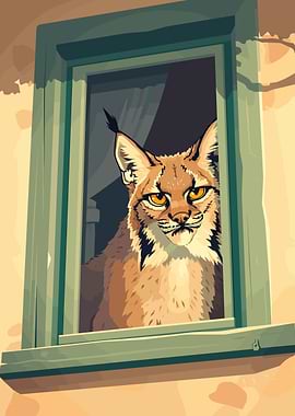 Lynx in Window Digital Art