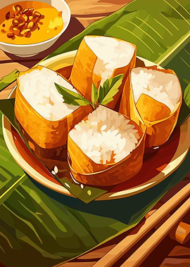 Vietnamese Sticky Rice with Banana Leaf