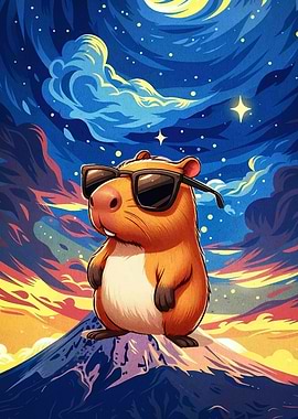 Cool Capybara on Mountain Top