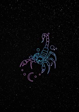 Neon Scorpion in Starry Night