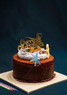 Christmas Chocolate Cake with Decorations