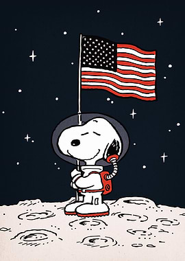 Snoopy Astronaut with American Flag