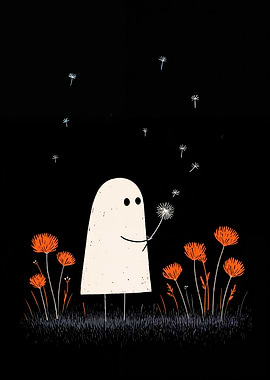 Ghost with Dandelion Seeds in Field