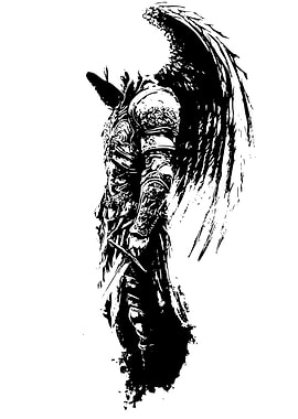 Winged Warrior in Black and White