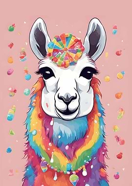 Colorful Llama with Candy