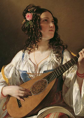 Woman with Mandolin Painting