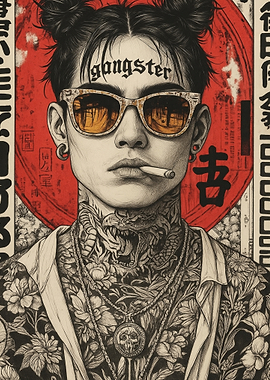 Tattooed Gangster with Asian Background