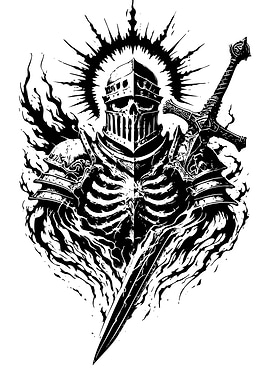 Black and White Knight Illustration