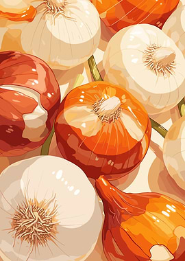 Onion Still Life: White and Brown