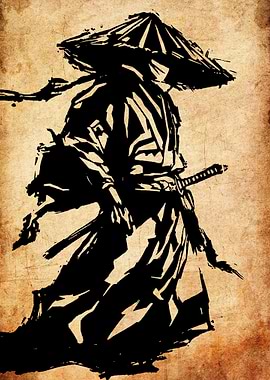 Samurai Warrior Ink Illustration