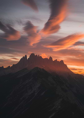 Mountain Peaks at Sunset