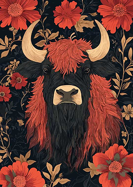 Floral Bull Portrait