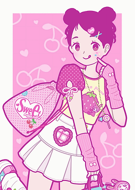 Cute Girl with Pink Accessories